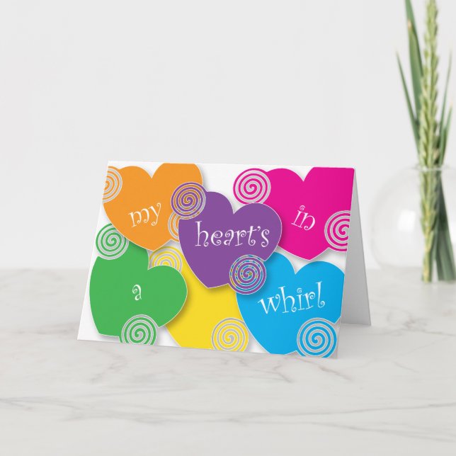 Hjärtat är i en Whirl Valentine Helgkort (Framsida)