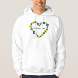 Hjärtat av blått och gula blommor.. Anpassningsbar Hoodie