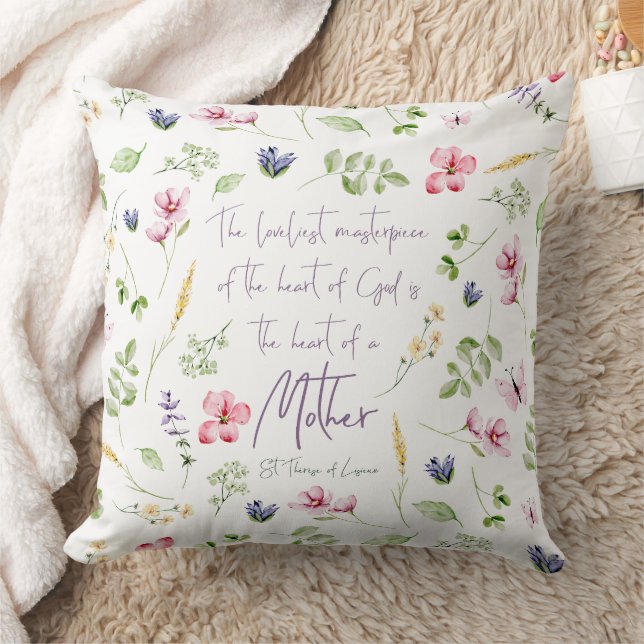 Hjärtat av en mor kudde med vilda blommor (Filt)