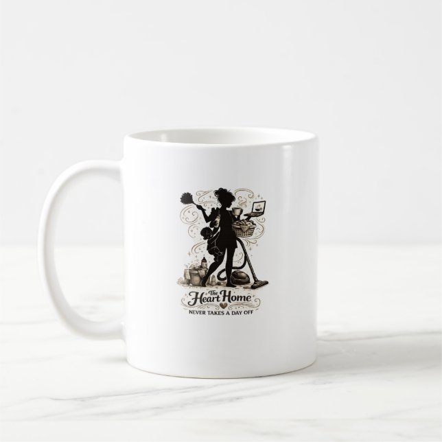 Hjärtat av Hemmet Mamma Citat Silhuett Design Kaffemugg (Vänster)