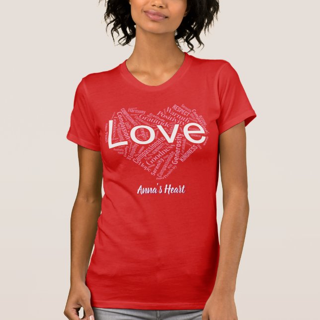 Hjärtat av Positivitet Ordkonst – Inspirerande Typ T Shirt (Framsida)