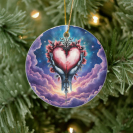 Hjärtat av tyst magi julgransprydnad keramik