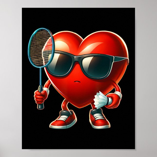 Hjärtat Badminton Valentines day Valentine M Poster (Framsidan)