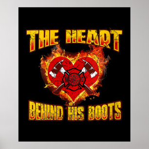 Hjärtat bakom hans bollar Firefighter Älskare Poster