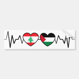 Hjärtat besegrade Libanons Flaggor, Palestinas enh Bildekal