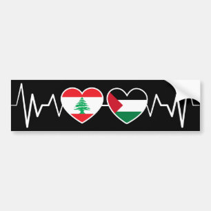 Hjärtat besegrade Libanons Flaggor, Palestinas enh Bildekal