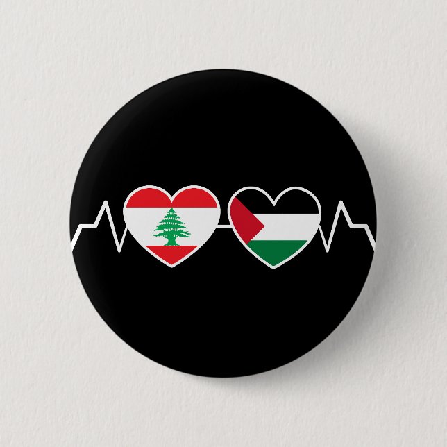 Hjärtat besegrade Libanons Flaggor, Palestinas enh Knapp (Framsida)