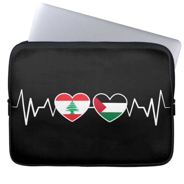 Hjärtat besegrade Libanons Flaggor, Palestinas enh Laptop Fodral (Framsidan)