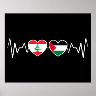 Hjärtat besegrade Libanons Flaggor, Palestinas enh Poster