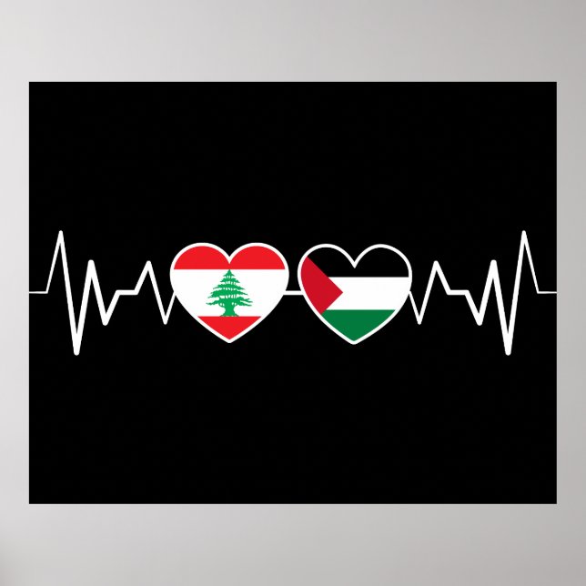 Hjärtat besegrade Libanons Flaggor, Palestinas enh Poster (Framsidan)