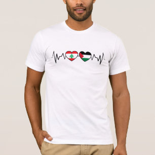 Hjärtat besegrade Libanons Flaggor, Palestinas enh T Shirt