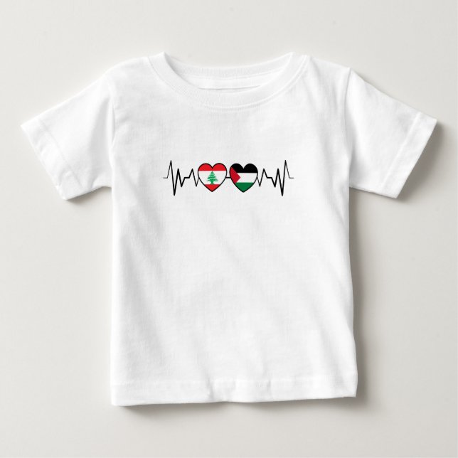Hjärtat besegrade Libanons Flaggor, Palestinas enh T Shirt (Framsida)