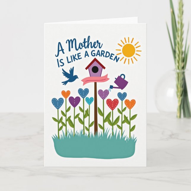 Hjärtat blommar mormorsdags-kort kort (Framsida)