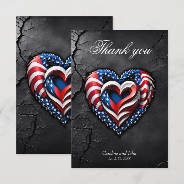 Hjärtat finns i USA flagga klassiska färg. Tack Kort (Fram/baksida)