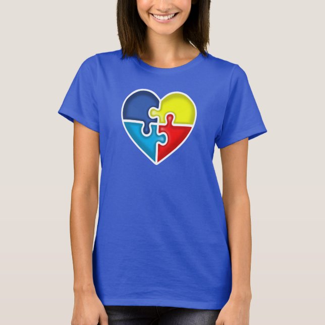 Hjärtat för medvetenhet om autism t shirt (Framsida)