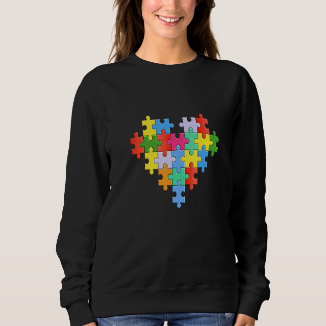 Hjärtat för ökad medvetenhet om autism t shirt (Framsida)