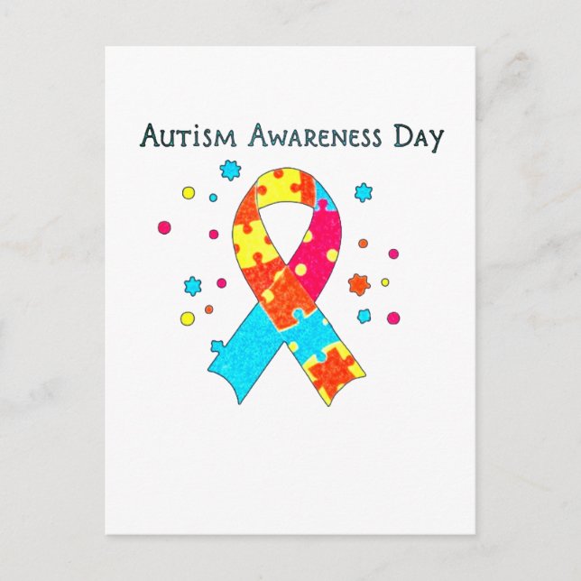 Hjärtat för ökad medvetenhet om autism vykort (Framsida)