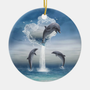 Hjärtat från delfinerna runt Ornament