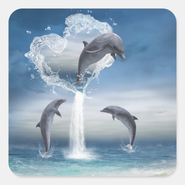 Hjärtat från Dolphins Sticker Fyrkantigt Klistermärke (Framsida)