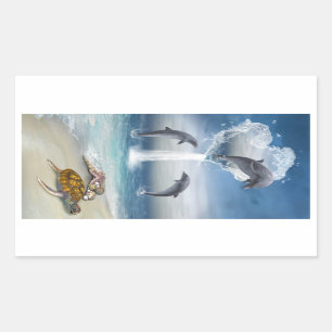 Hjärtat från Dolphins Sticker Rektangulärt Klistermärke