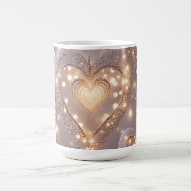 Hjärtat fyllt med ljus kaffemugg (Center)