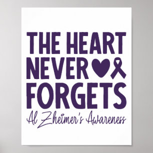 Hjärtat glömmer aldrig Alzheimers medvetenhet Poster