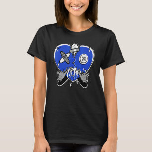Hjärtat Gråter äkta blått 1:a matchning T Shirt