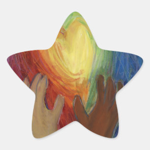 Hjärtat & Händer Kärlek Diversity Art Art Sticker  Stjärnformat Klistermärke