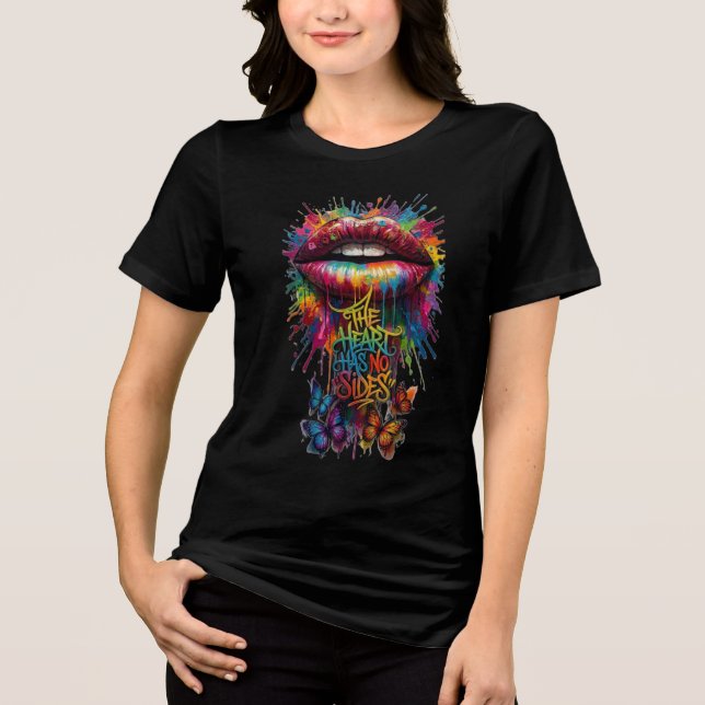Hjärtat Har Inga Sidor Regnbåge Läppsylt Pop A T Shirt (Framsida)