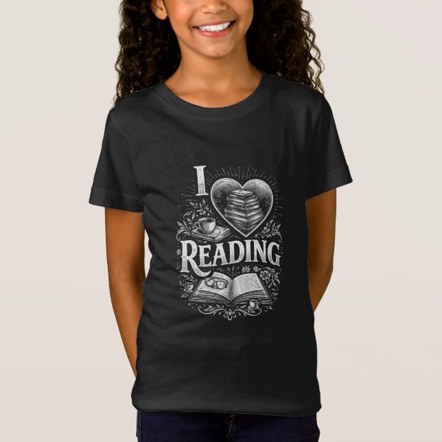 Hjärtat hos en bokälskare t shirt (Framsida)