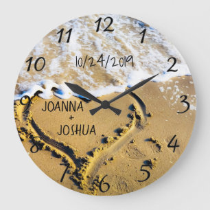 Hjärtat i Anpassningsbarna för Tropical Ocean View Stor Klocka