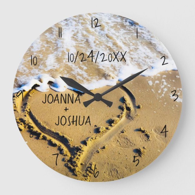 Hjärtat i Anpassningsbarna för Tropical Ocean View Stor Klocka (Framsida)