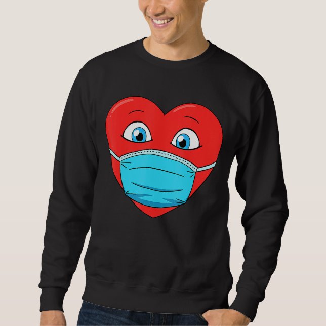 Hjärtat i Ansikte Mask Funny Manar Women Boys Girl Lång Ärmad Tröja (Framsida)