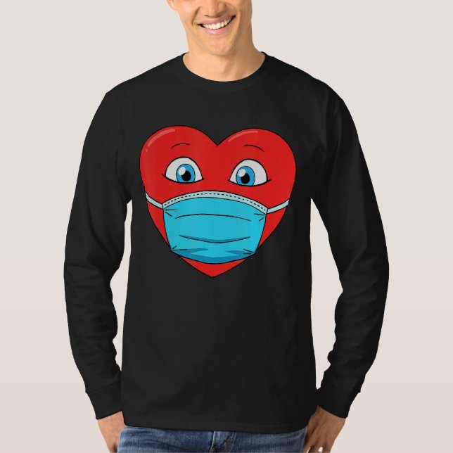 Hjärtat i Ansikte Mask Funny Manar Women Boys Girl T Shirt (Framsida)