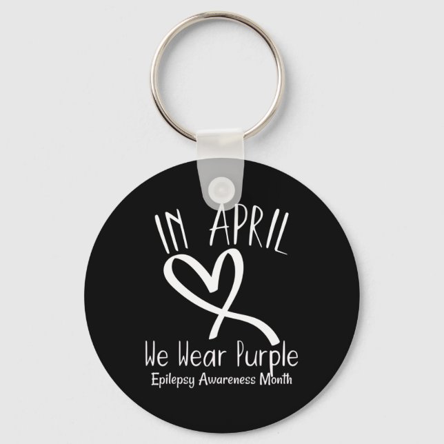 Hjärtat I april Bära Lila Epilepsy Medvetenhet M Nyckelring (Framsida)