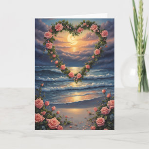 Hjärtat i Beach Valentine Kort