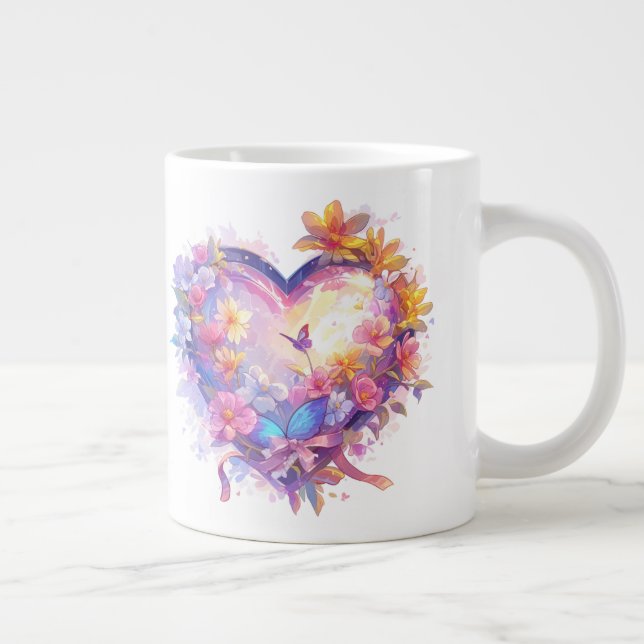 Hjärtat i Blommar Jumbo Mugg (Höger)