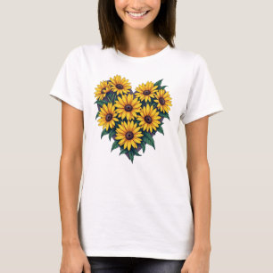 Hjärtat i Daisyns Blommigt Grafikkvinnor T- Shirt T