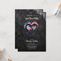 Hjärtat i den amerikanska flagga färg.