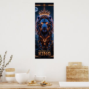 Hjärtat i ett Kung Poster - Glowing Cyber Lejon