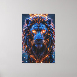 Hjärtat i ett Kung Poster - Glowing Cyber Lejon Canvastryck