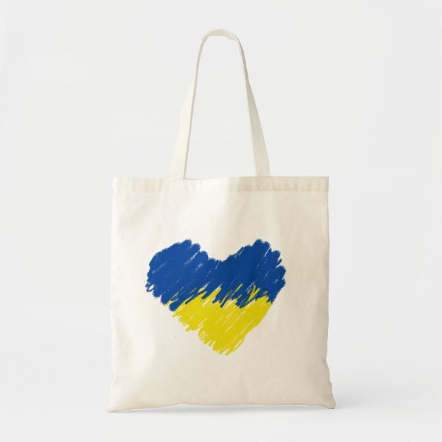 Hjärtat i flagga färg. Ukraina, tockväska Tygkasse (Framsidan)