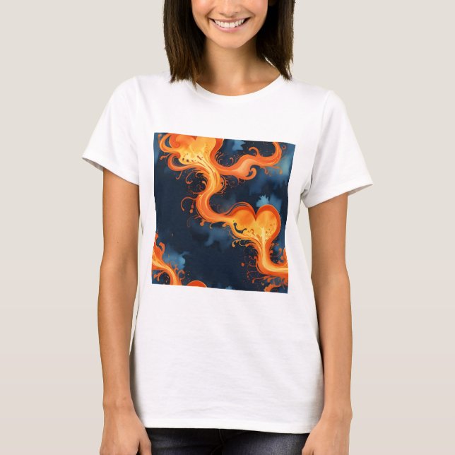 Hjärtat i Flames Fire & Himmel T Shirt (Framsida)