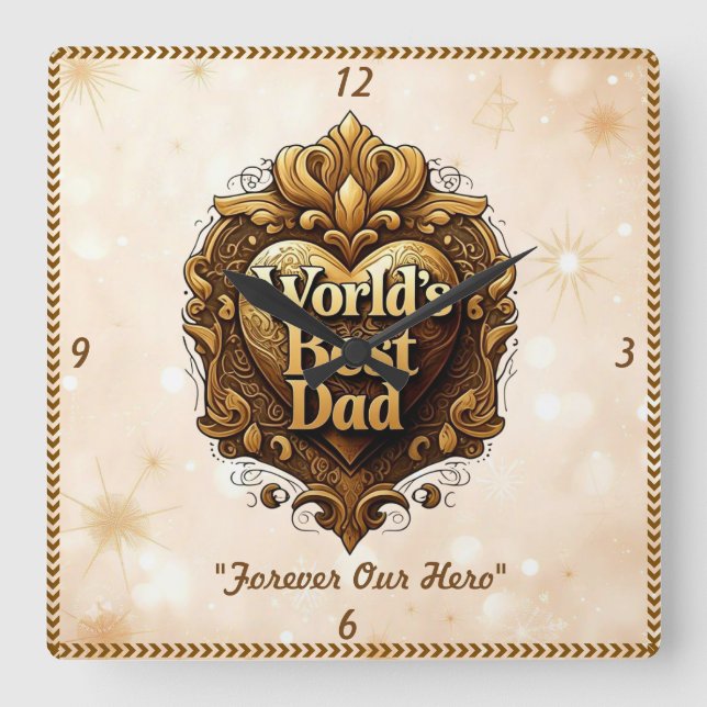 "Hjärtat i Guld" Fyrkantig Klocka (Framsida)