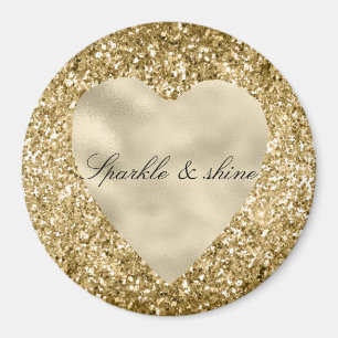 Hjärtat i Guld Glitter Personlig          Magnet