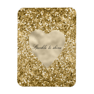 Hjärtat i Guld Glitter Personlig    Magnet