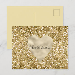 Hjärtat i Guld Glitter Personlig Vykort