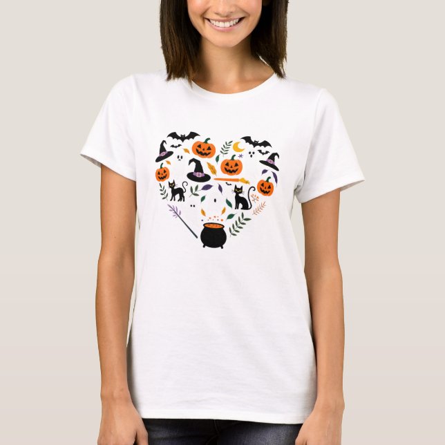 Hjärtat i Halloween Magic T Shirt (Framsida)