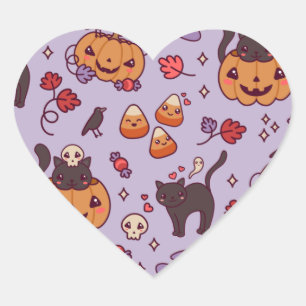 Hjärtat i Halloween mönster dekoration kaffe mugg Hjärtformat Klistermärke