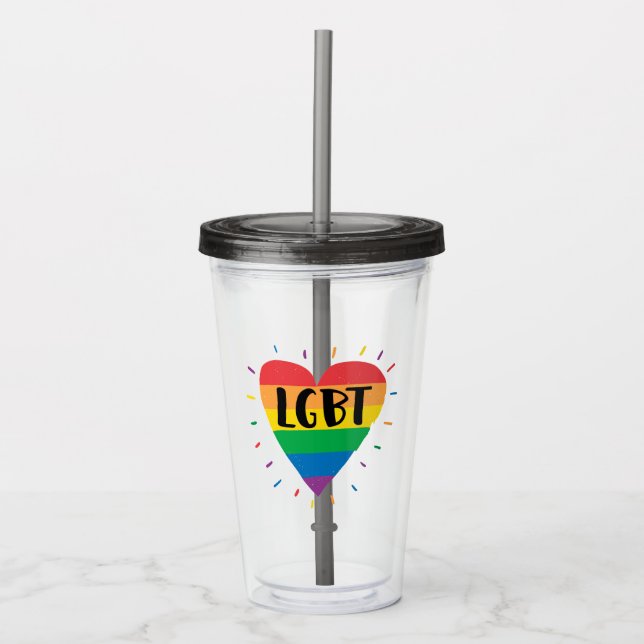 Hjärtat i HBT-regnbågen Take Away Mugg (Framsida)